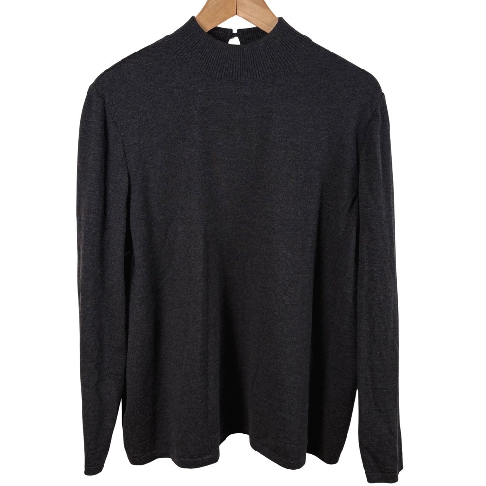 Stizzoli Mock Neck Wool Sweater Women's Sz L Gray Made in Italy Boxy Minimalist‎